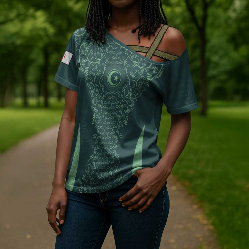 Custom Algeria Football Cross Shoulder Shirt Come On Greens
