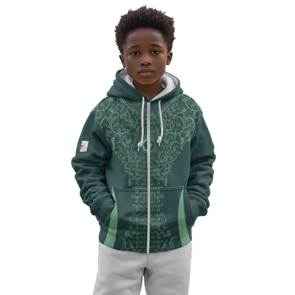 Algeria Football Custom Kid Hoodie Go Greens Go - African Pride