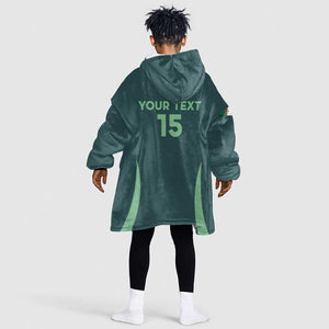 Algeria Football Custom Kid Wearable Blanket Hoodie Go Greens Go - African Pride