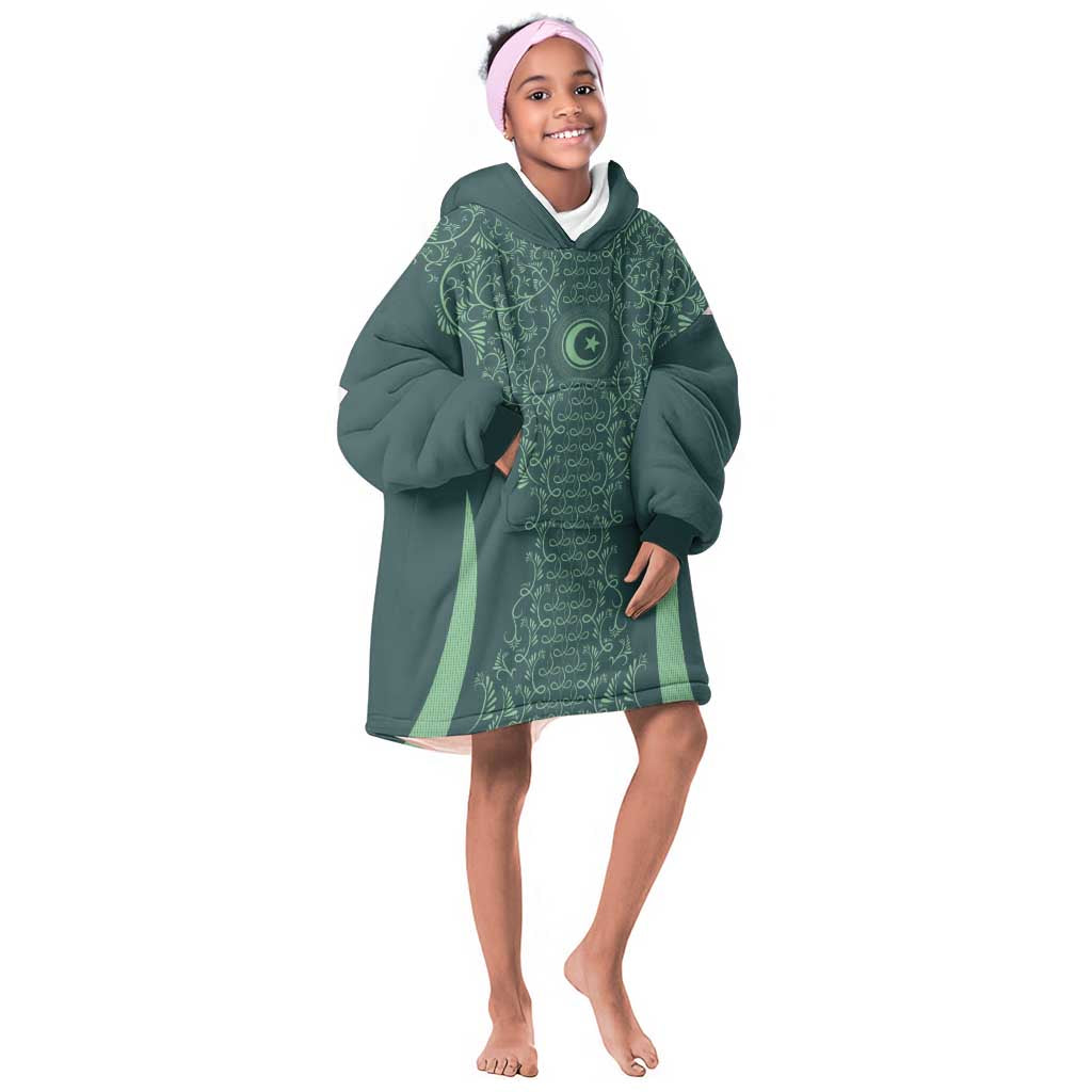 Algeria Football Custom Kid Wearable Blanket Hoodie Go Greens Go - African Pride