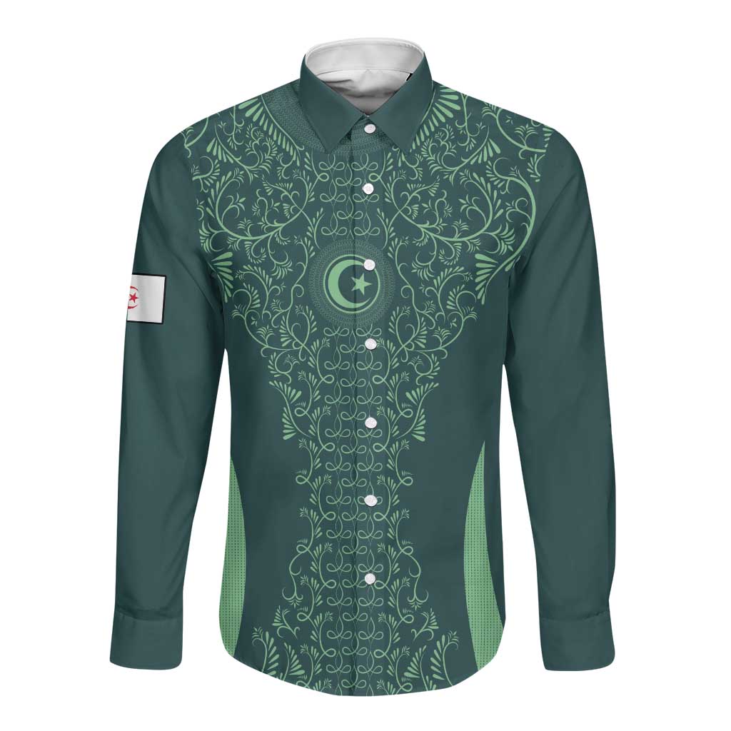 Algeria Football Custom Long Sleeve Button Shirt Go Greens Go - African Pride