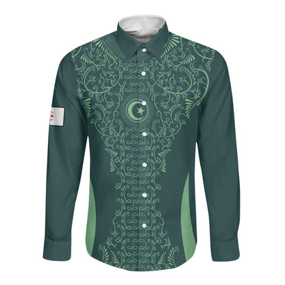 Algeria Football Custom Long Sleeve Button Shirt Go Greens Go - African Pride