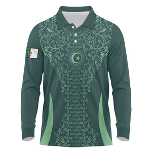 Algeria Football Custom Long Sleeve Polo Shirt Go Greens Go - African Pride