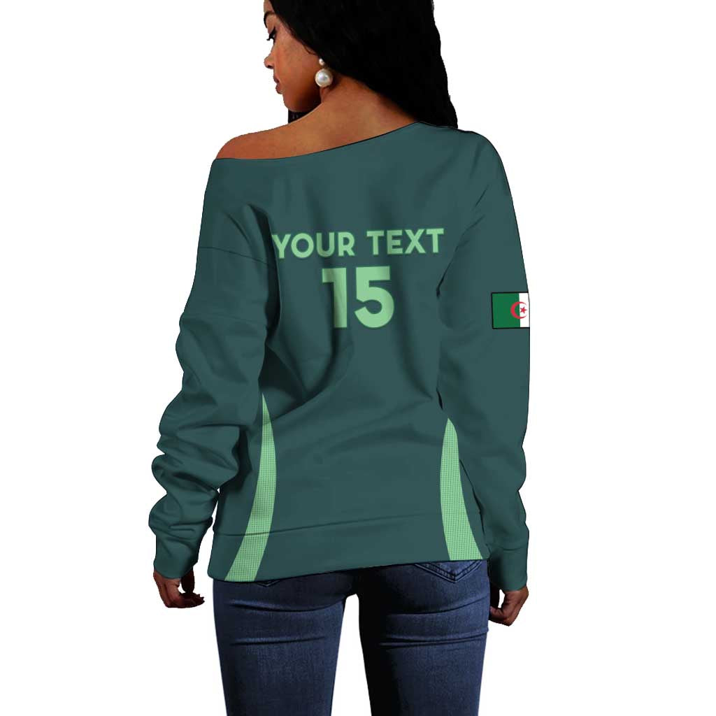 Algeria Football Custom Off Shoulder Sweater Go Greens Go - African Pride
