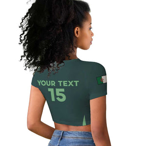Algeria Football Custom Raglan Cropped T shirt Go Greens Go - African Pride