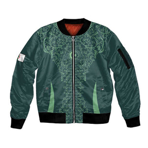Algeria Football Custom Sleeve Zip Bomber Jacket Go Greens Go - African Pride