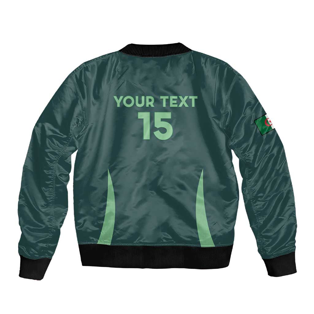 Algeria Football Custom Sleeve Zip Bomber Jacket Go Greens Go - African Pride