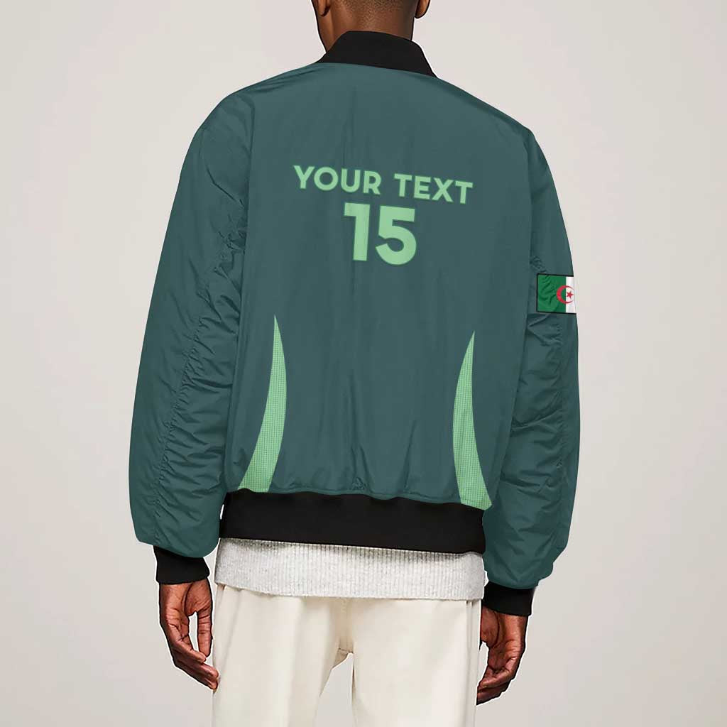 Algeria Football Custom Sleeve Zip Bomber Jacket Go Greens Go - African Pride
