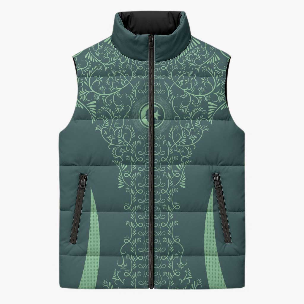 Custom Algeria Football Sleeveless Puffer Jacket Come On Greens