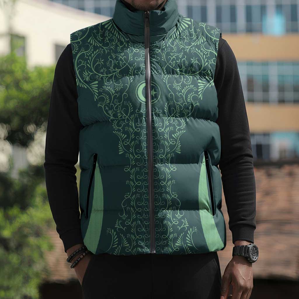 Custom Algeria Football Sleeveless Puffer Jacket Come On Greens