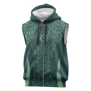 Algeria Football Custom Sleeveless Zip Hoodie Go Greens Go - African Pride