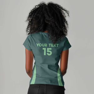 Algeria Football Custom Women V-Neck T-Shirt Go Greens Go - African Pride