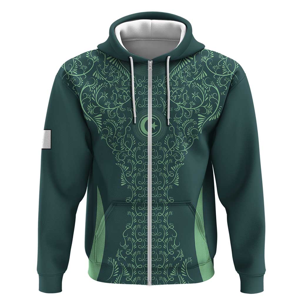 Algeria Football Custom Zip Hoodie Go Greens Go - African Pride