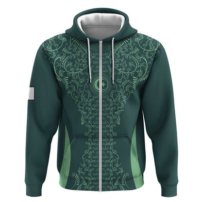 Algeria Football Custom Zip Hoodie Go Greens Go - African Pride