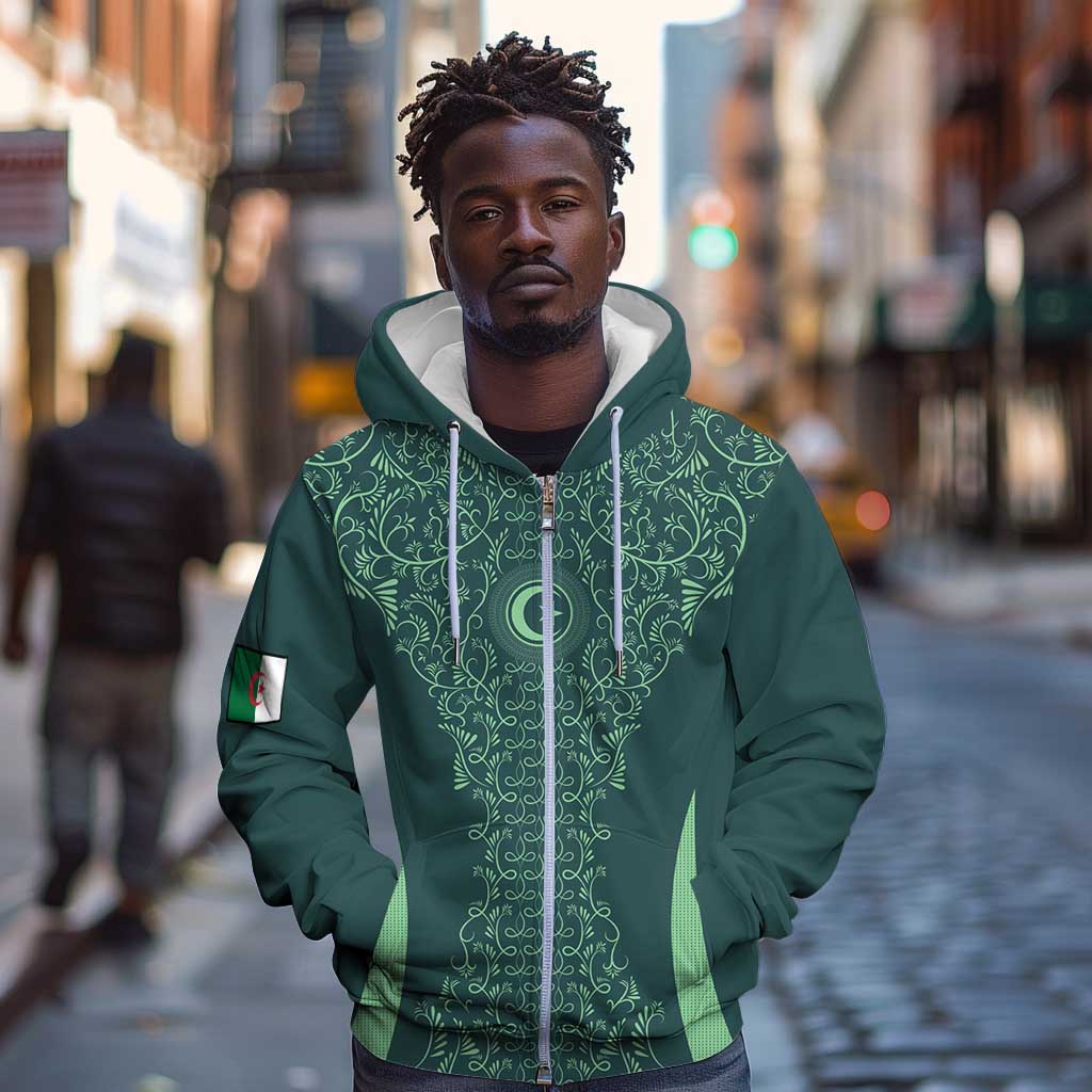Algeria Football Custom Zip Hoodie Go Greens Go - African Pride