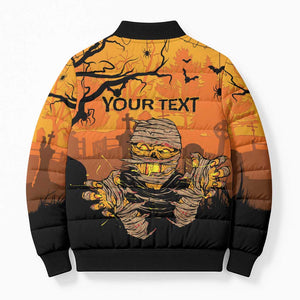 Personalized Halloween Egypt Mummy Bomber Puffer Jacket Trick or Treat