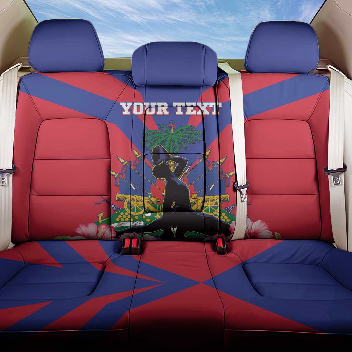 Personalised Happy Haiti Independence Day Back Car Seat Cover Neg Marron - African Pride