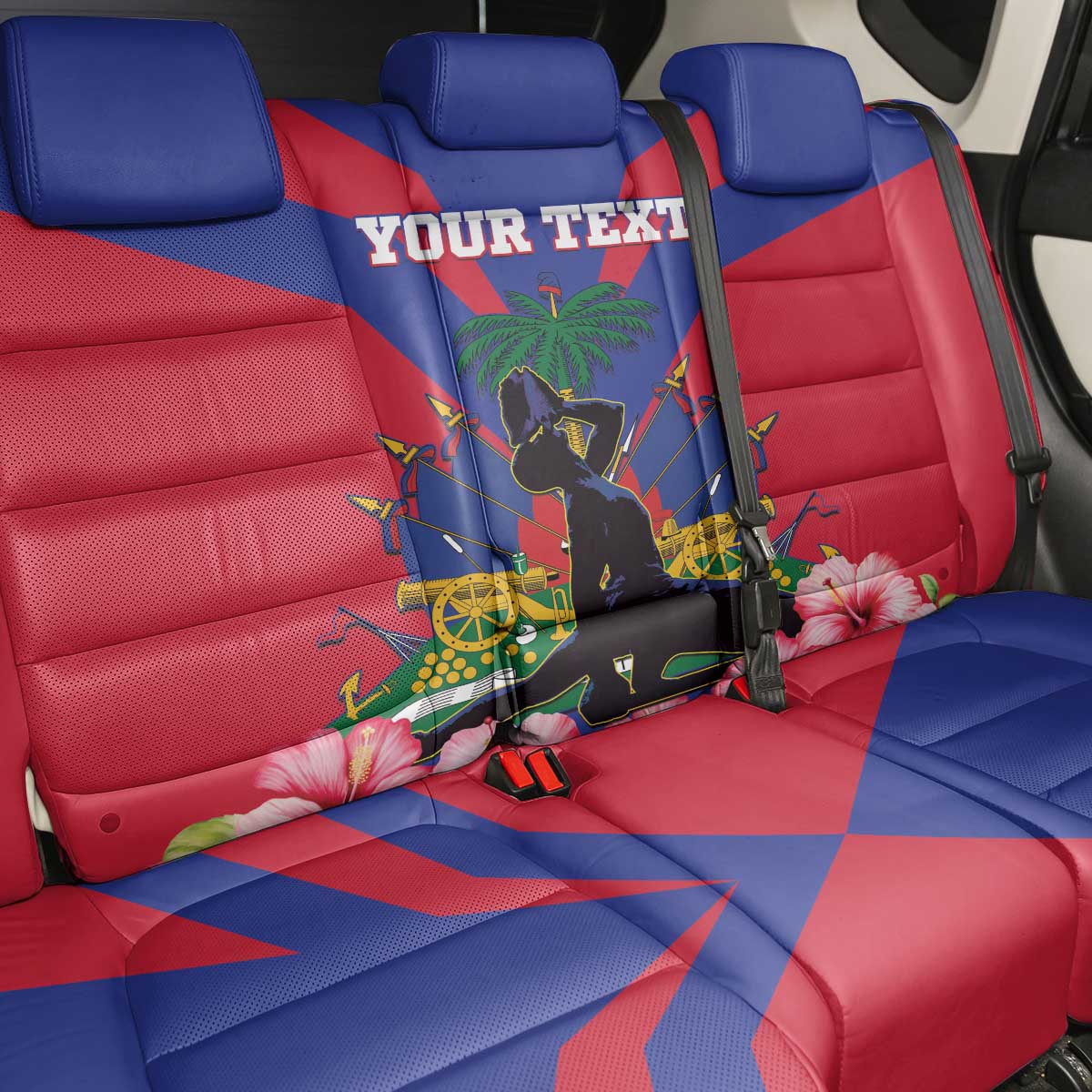 Personalised Happy Haiti Independence Day Back Car Seat Cover Neg Marron - African Pride