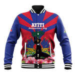 Personalised Happy Haiti Independence Day Baseball Jacket Neg Marron - African Pride