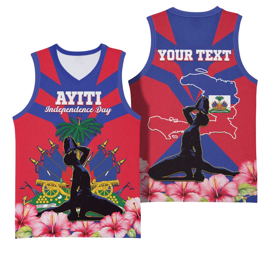 Personalised Happy Haiti Independence Day Basketball Jersey Neg Marron - African Pride