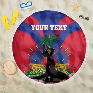 Personalised Happy Haiti Independence Day Beach Blanket Neg Marron - African Pride