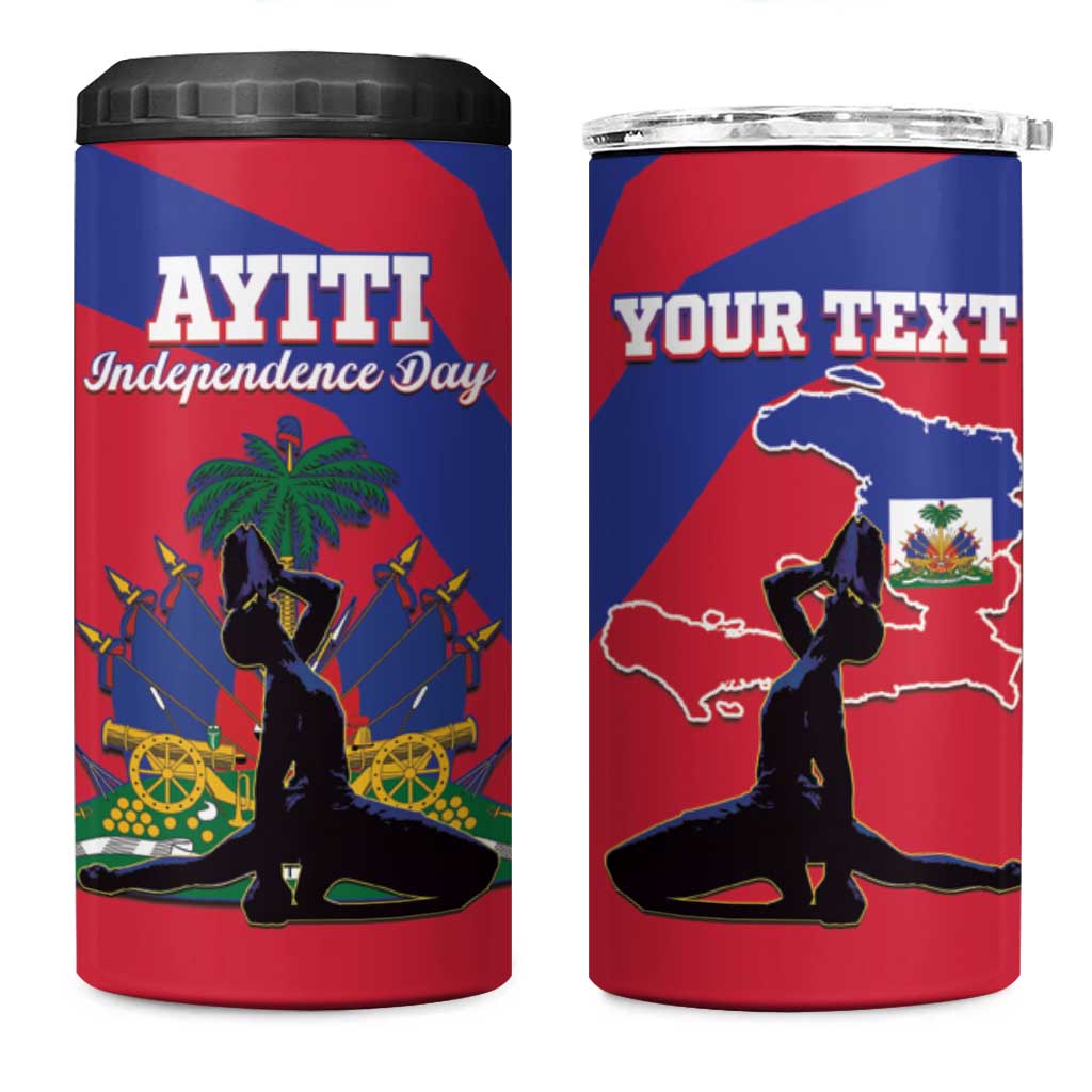 Personalised Happy Haiti Independence Day 4 in 1 Can Cooler Tumbler Neg Marron - African Pride