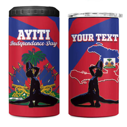 Personalised Happy Haiti Independence Day 4 in 1 Can Cooler Tumbler Neg Marron - African Pride