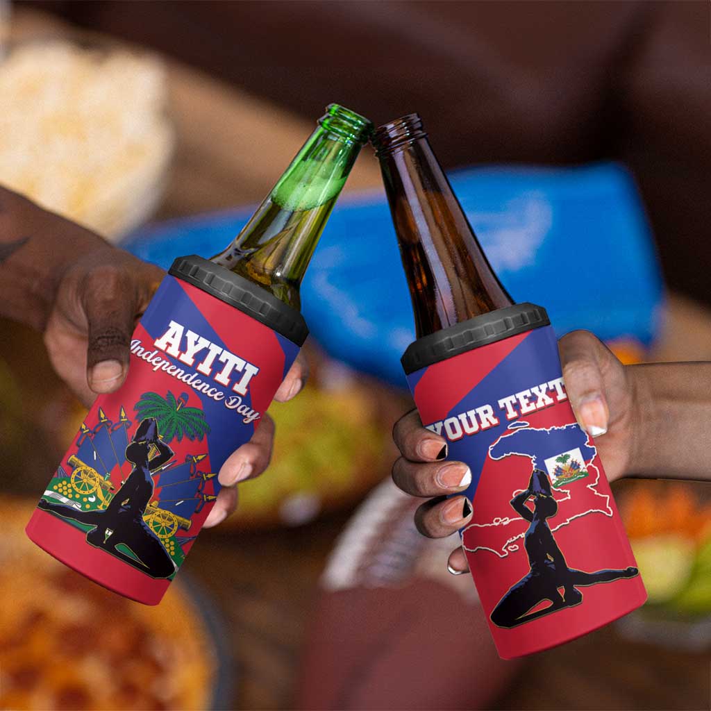 Personalised Happy Haiti Independence Day 4 in 1 Can Cooler Tumbler Neg Marron - African Pride