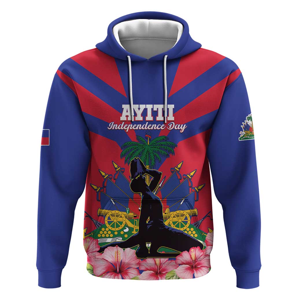 Personalised Happy Haiti Independence Day Hoodie Neg Marron - African Pride