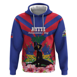 Personalised Happy Haiti Independence Day Hoodie Neg Marron - African Pride