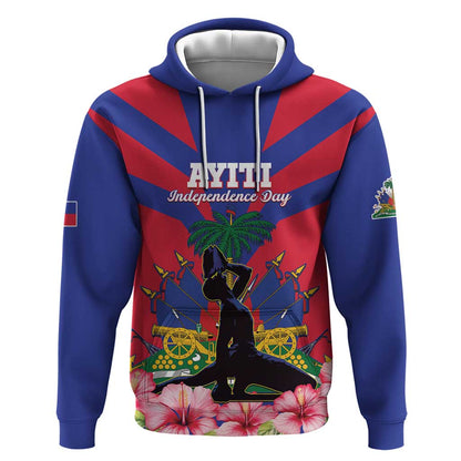 Personalised Happy Haiti Independence Day Hoodie Neg Marron - African Pride