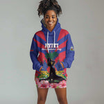Personalised Happy Haiti Independence Day Hoodie Dress Neg Marron - African Pride