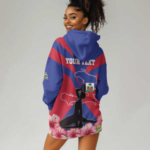 Personalised Happy Haiti Independence Day Hoodie Dress Neg Marron - African Pride
