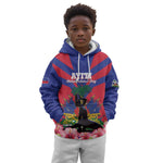 Personalised Happy Haiti Independence Day Kid Hoodie Neg Marron - African Pride