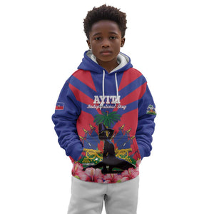Personalised Happy Haiti Independence Day Kid Hoodie Neg Marron - African Pride