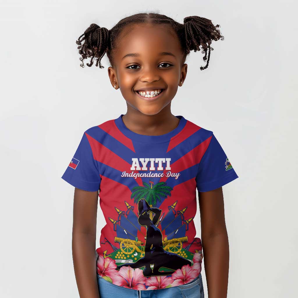 Personalised Happy Haiti Independence Day Kid T shirt Neg Marron - African Pride