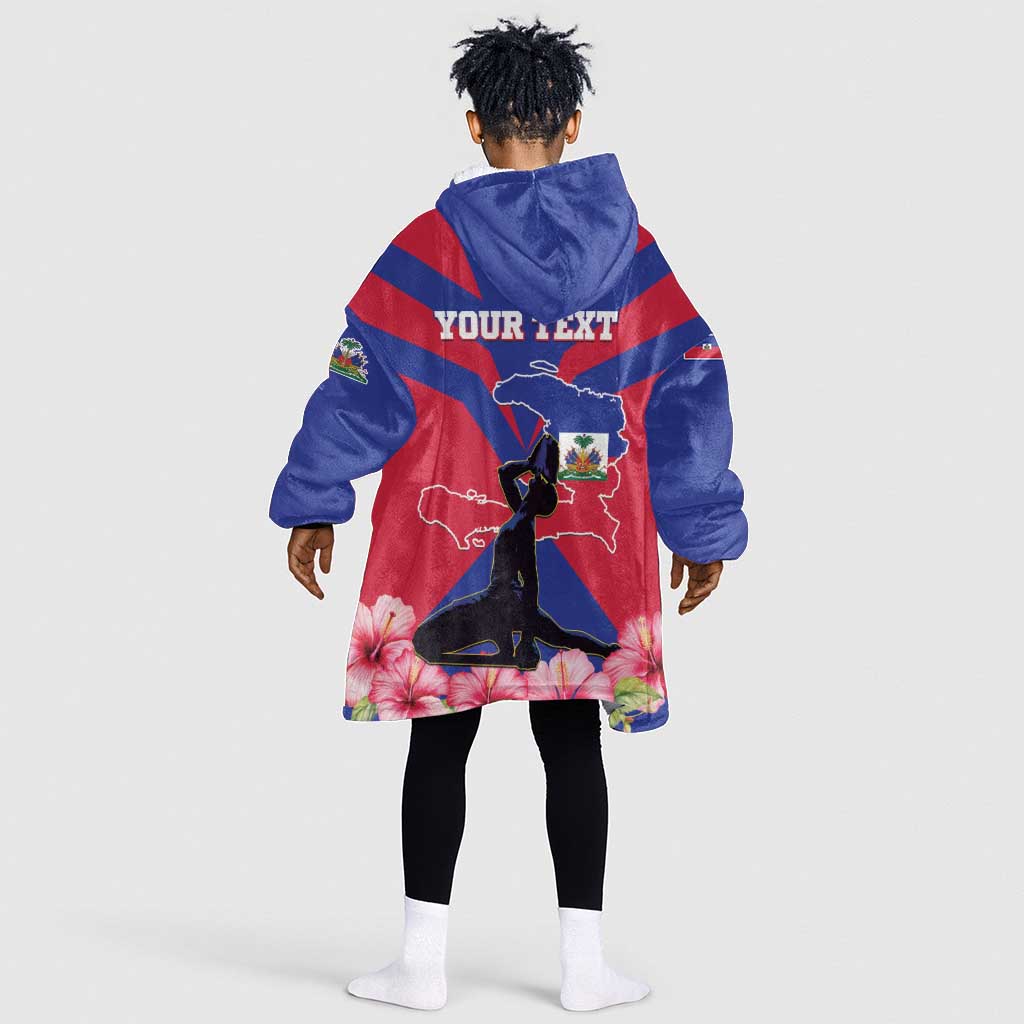 Personalised Happy Haiti Independence Day Kid Wearable Blanket Hoodie Neg Marron - African Pride