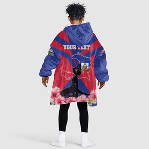 Personalised Happy Haiti Independence Day Kid Wearable Blanket Hoodie Neg Marron - African Pride