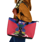 Personalised Happy Haiti Independence Day Leather Tote Bag Neg Marron - African Pride