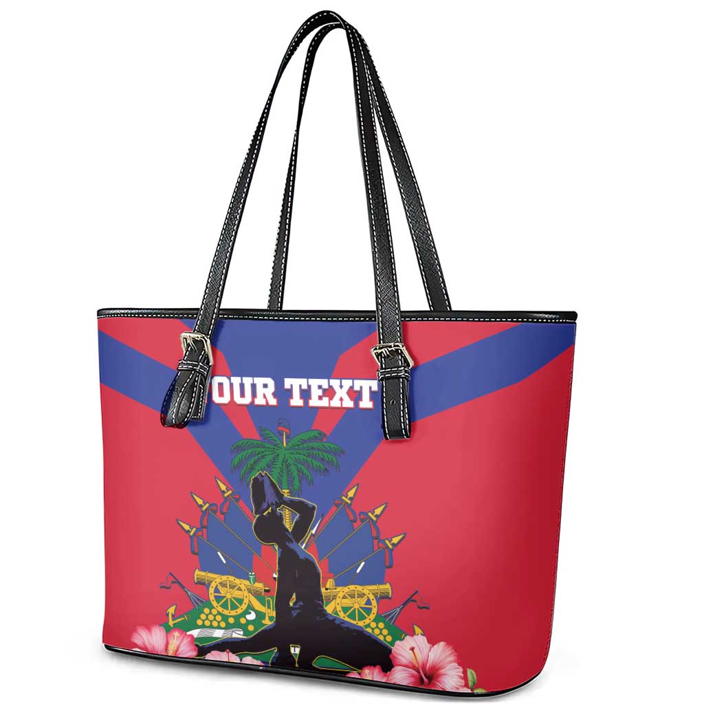 Personalised Happy Haiti Independence Day Leather Tote Bag Neg Marron - African Pride