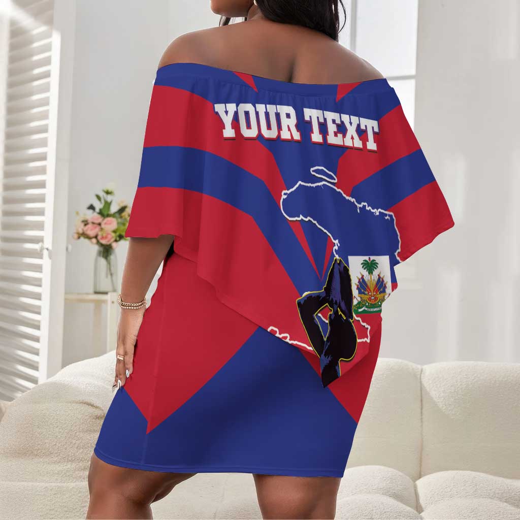 Personalised Happy Haiti Independence Day Off Shoulder Short Dress Neg Marron - African Pride