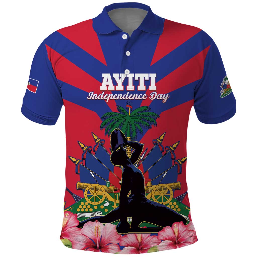 Personalised Happy Haiti Independence Day Polo Shirt Neg Marron - African Pride