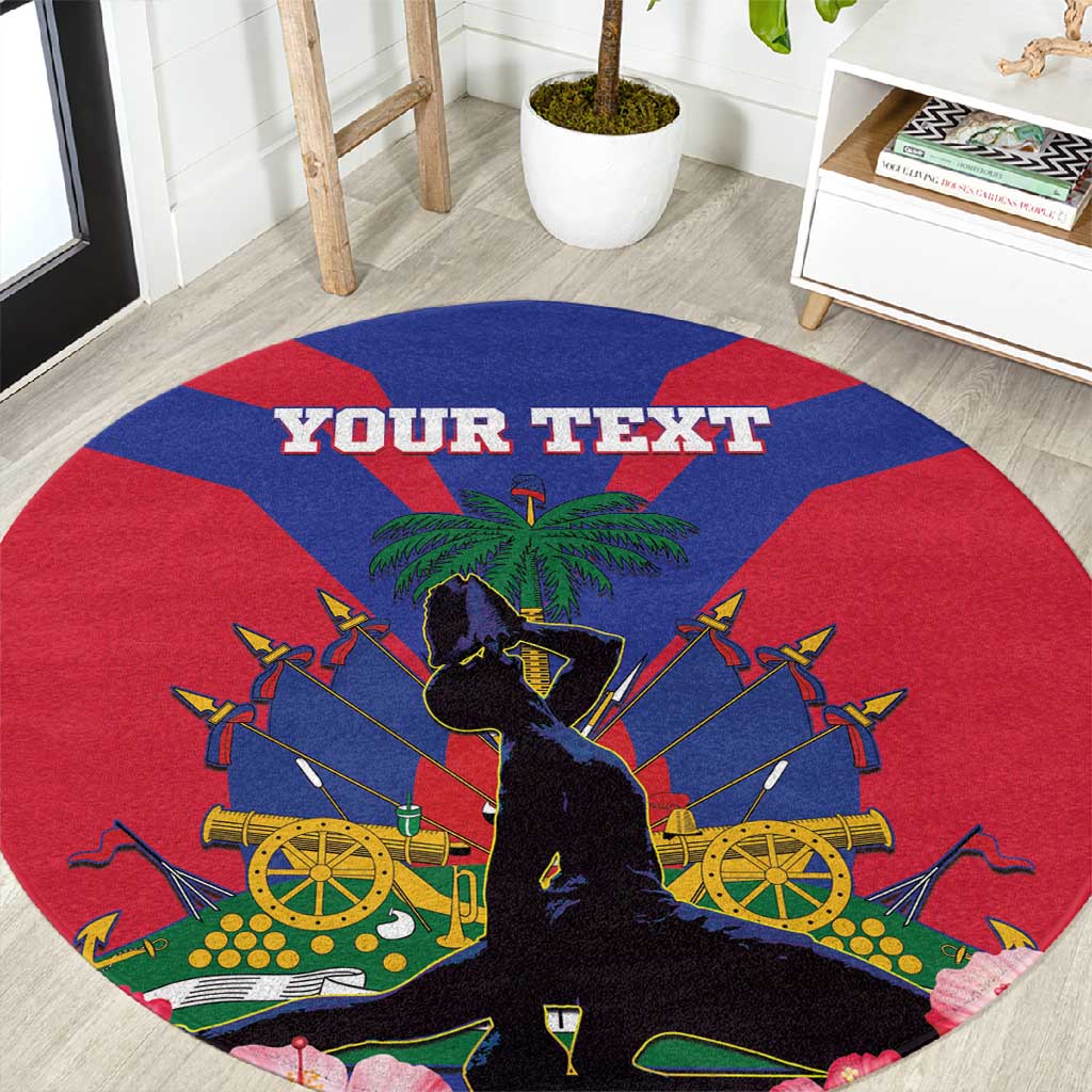 Personalised Happy Haiti Independence Day Round Carpet Neg Marron - African Pride