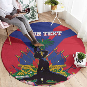 Personalised Happy Haiti Independence Day Round Carpet Neg Marron - African Pride