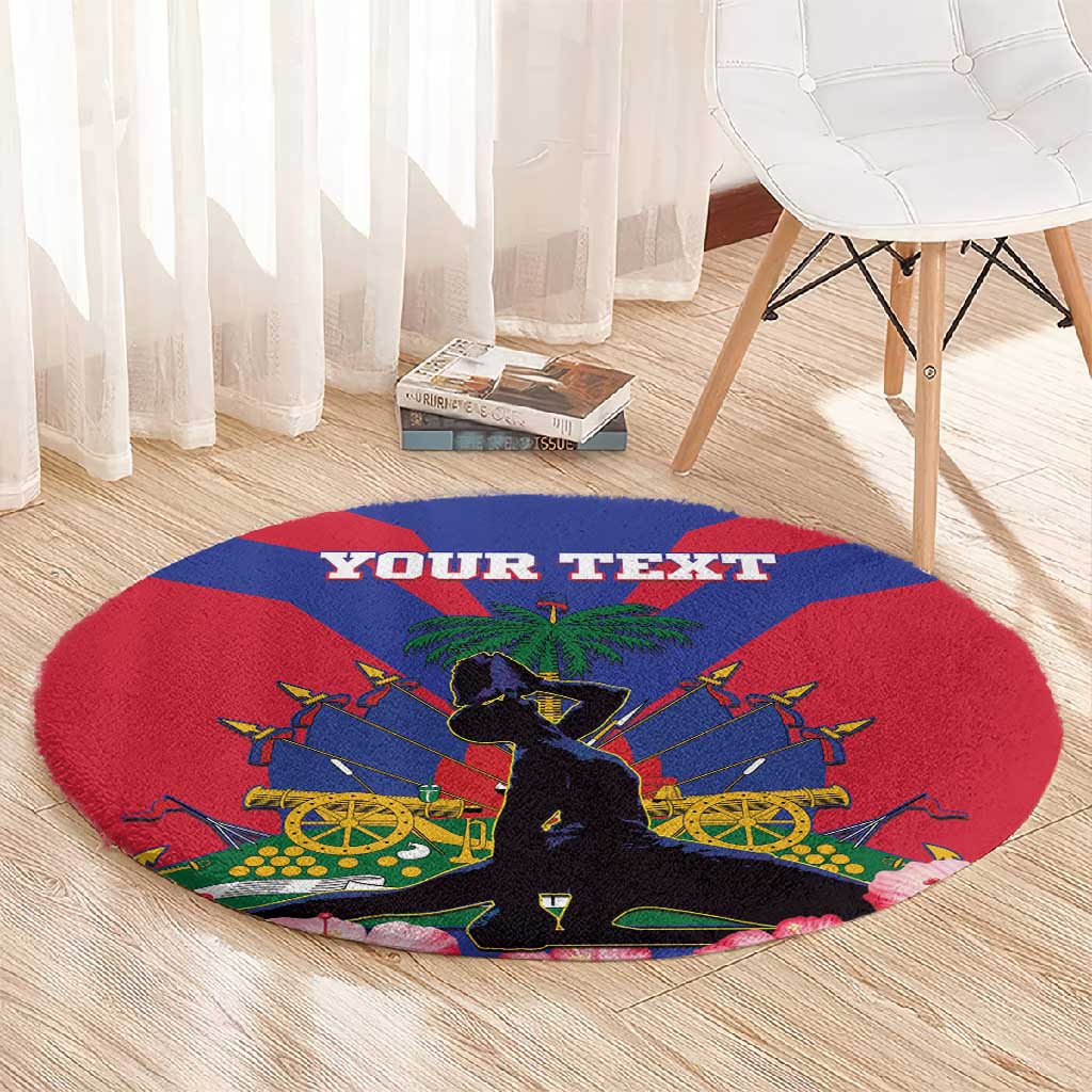 Personalised Happy Haiti Independence Day Round Carpet Neg Marron - African Pride