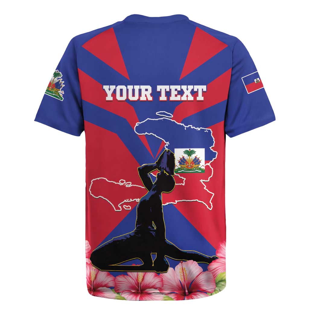 Personalised Happy Haiti Independence Day Rugby Jersey Neg Marron - African Pride