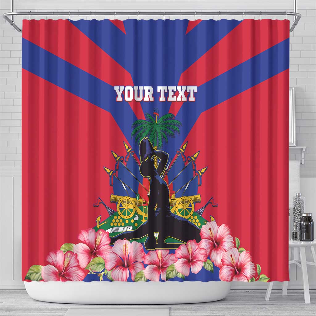 Personalised Happy Haiti Independence Day Shower Curtain Neg Marron - African Pride