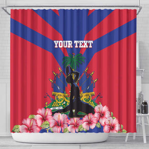 Personalised Happy Haiti Independence Day Shower Curtain Neg Marron - African Pride