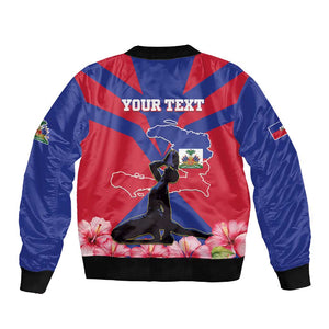 Personalised Happy Haiti Independence Day Sleeve Zip Bomber Jacket Neg Marron - African Pride