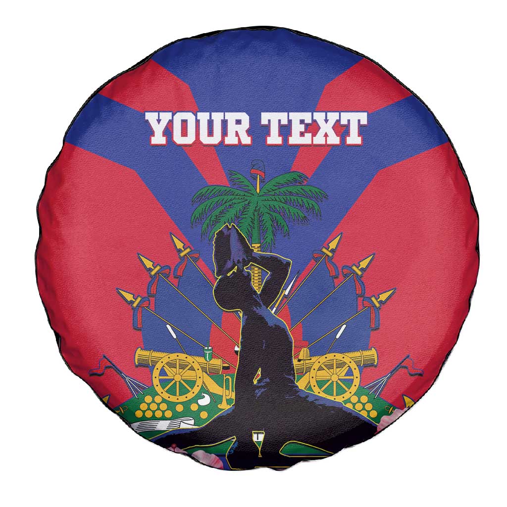 Personalised Happy Haiti Independence Day Spare Tire Cover Neg Marron - African Pride